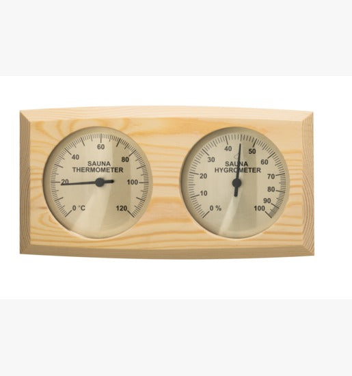 Termohigrometru sauna BASIC din lemn de pin