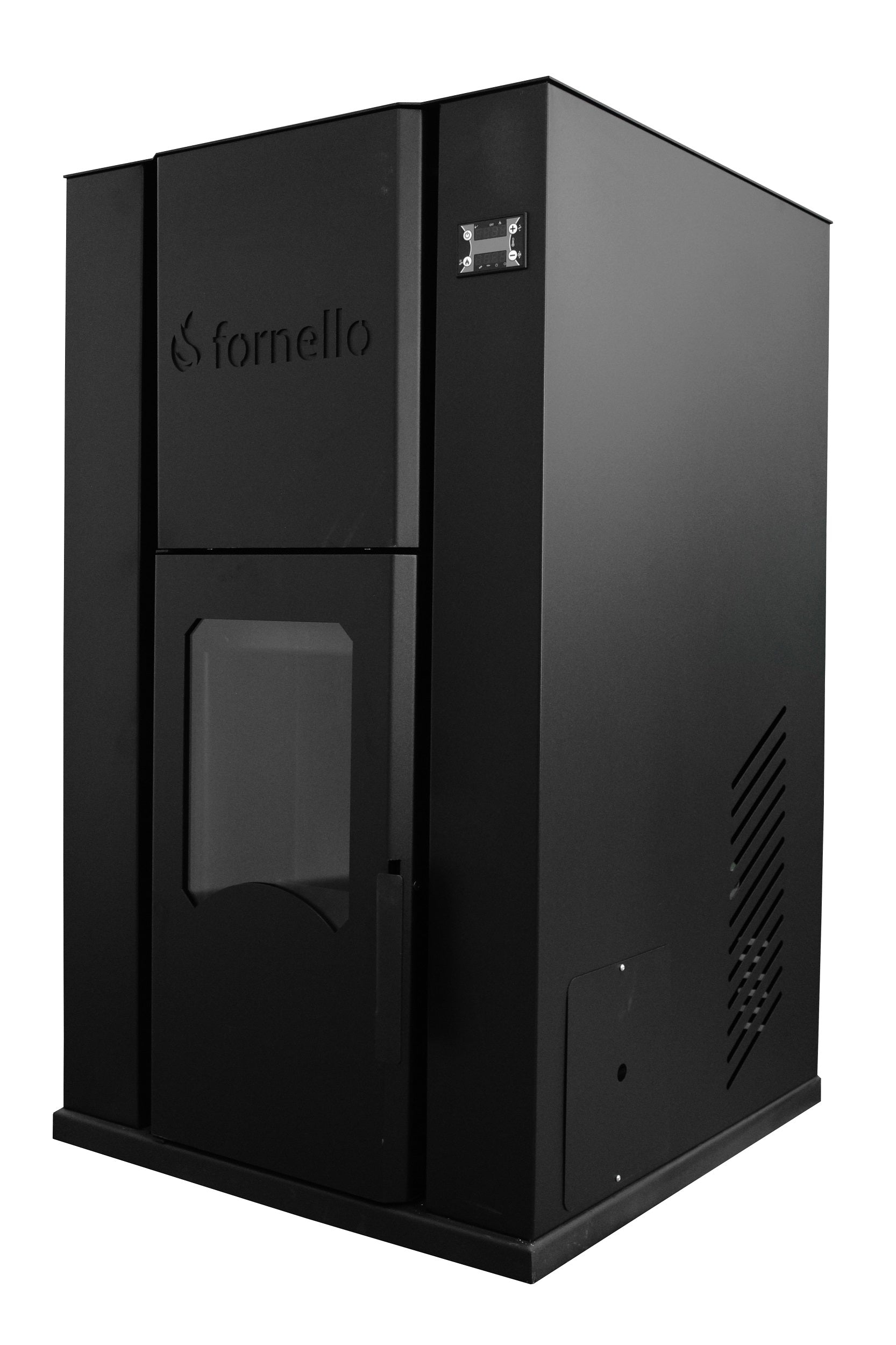 Termosemineu pe peleti Fornello Pellet King 35 kw complet echipata pentru incalzire, pompa , vas de expansiune ,supapa de siguranta, automatizare , tiraj fortat, buncar peleti 80 litri, aprindere automata, Clasa energetica A+