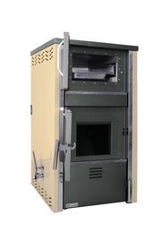 Termosemineu FORNELLO AVANOS 32 pe combustibil solid ( lemn,carbune,bricheti ) ce se poate utiliza atat pentru incalzirea locuintelor, cat si pentru gatit (este prevazuta cu plita si cuptor) si este echipat cu pompa de circulatie