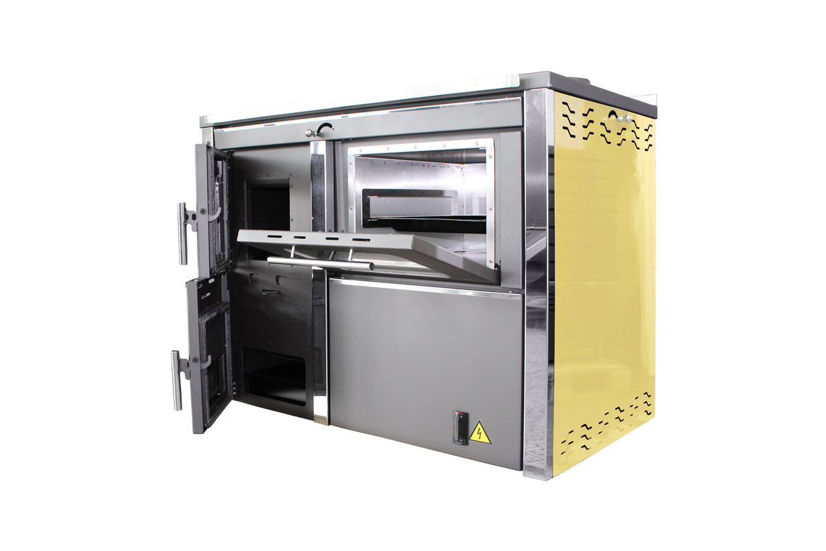 Termosemineu FORNELLO STAR CREM 34 kw pe combustibil solid ( lemn,carbune,bricheti ) ce se poate utiliza atat pentru incalzirea locuintelor, cat si pentru gatit (este prevazuta cu plita si cuptor pentru gatit) si este echipat cu pompa de circulatie