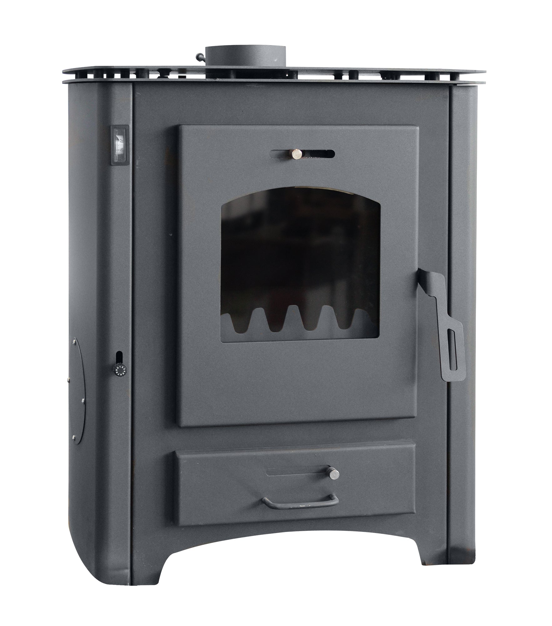 Termosemineu pe lemne, brichete si carbune Fornello B Max ER, Black, 24-26 kW, 650x520x800 mm