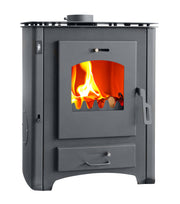 Pachet Termosemineu pe lemne, brichete si carbune Fornello B Max ER, Black, 24-26 kW, Boiler, Vas expansiune, Pompa si Fitiguri