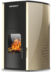 Termosemineu pe peleti Burnit Comfort 18 kw, complet echipat pentru incalzire, pompa, vas expansiune, automatizare, buncar peleti 15 kg, tiraj fortat, culoare Crem, aprindere automata, pana la 120 mp