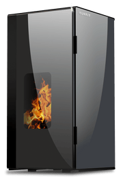 Termosemineu pe peleti Burnit Vision Grey 13 kw, echipat cu pompa de circulatie, vas de expansiune, automatizare, suprafata pana la 80 metri patrati