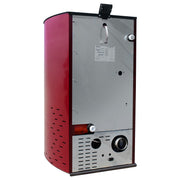 Termosemineu pe peleti Fornello Fiama Confort 25 kw, complet echipat pentru incalzire, pompa, vas expansiune, automatizare, buncar peleti 25 kg, tiraj fortat, culoare Bordeaux, aprindere automata, pana la 160 mp