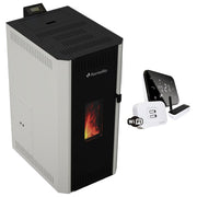 Pachet centrala pe peleti Fornello CALORE COMPACT 25 kW, pompa electronica, vas expansiune, arzator inox, grup de siguranta, termostat wifi salus IT500, sistem de curatare MECANICA a creuzetului si drumurilor de fum, culoare alb