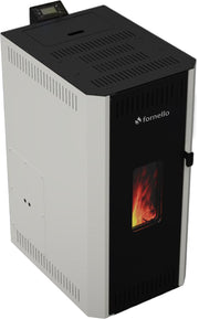 Pachet termosemineu pe peleti Fornello CALORE COMPACT 25 kW, pompa electronica, vas expansiune, arzator inox, grup de siguranta, kit evacuare 3.5 ml, termostat, aspiratior, boiler 100L si Fitinguri montaj