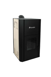 Pachet Control de la distanta Termosemineu pe peleti Fornello Primo Pellet 25 KW, aprindere automata, telecomanda, buncar, tiraj fortat, pompa, vas expansiune, touch screen, Ivory, A+ si termostat Wi-Fi Salus IT 500