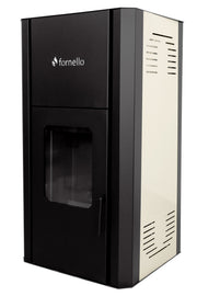 Termosemineu pe peleti Fornello Primo Pellet Ivory 30 kw, complet echipat cu pompa de circulatie, vas expansiune, supapa de siguranta, buncar de peleti 30 kg, automatizare, culoare ivory, pana la 200 mp