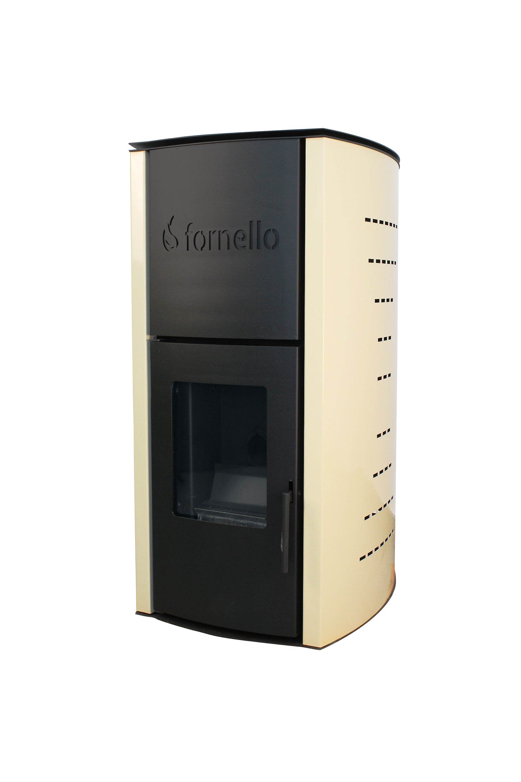 Termosemineu pe peleti Fornello Royal 18 kw complet echipat pentru incalzire, pompa, vas expansiune, aprindere automata, buncar peleti integrat, culoare ivory