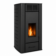 Termosemineu pe peleti Fornello SERENA 25 kw, culoare black, complet echipat cu pompa de circulatie, vas de expansiune, supapa siguranta, telecomanda, modul WI-FI integrat, arzator peleti din fonta, curatare facila a drumurilor de fum, pana la 150 mp