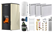 Pachet control de la distanta, Termosemineu pe peleti SUNSYSTEM Comfort 13 kw, Pompa, Vas expansiune, Automatizare, Calorifere aluminiu Fornello Alvo, Boiler 100 litri, Termostat, Aspirator, Kit 3.5 ml si Fitinguri montaj