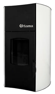 Termosemineu pe peleti Fiama Bianco 25 kw, complet echipat pentru incalzire, pompa, vas expansiune, automatizare, telecomanda, buncar peleti 30 kg, tiraj fortat, culoare Alb, aprindere automata, pana la 160 mp