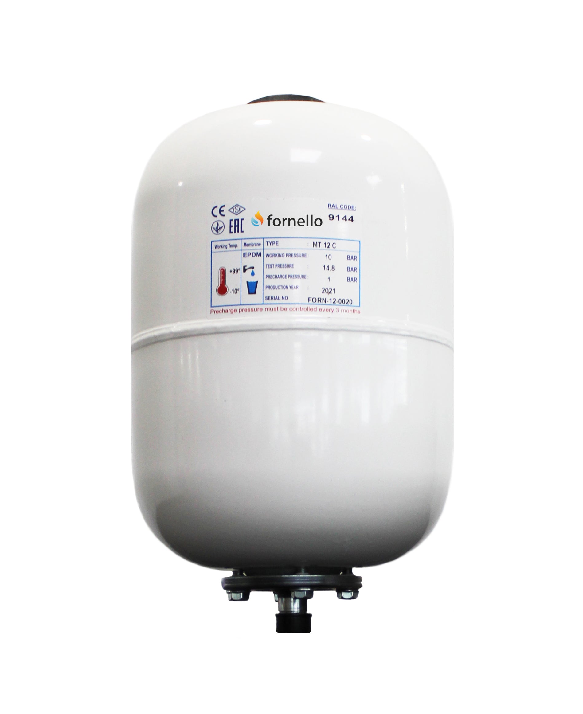 Vas expansiune sanitar Fornello 12 litri, vertical culoare alb,