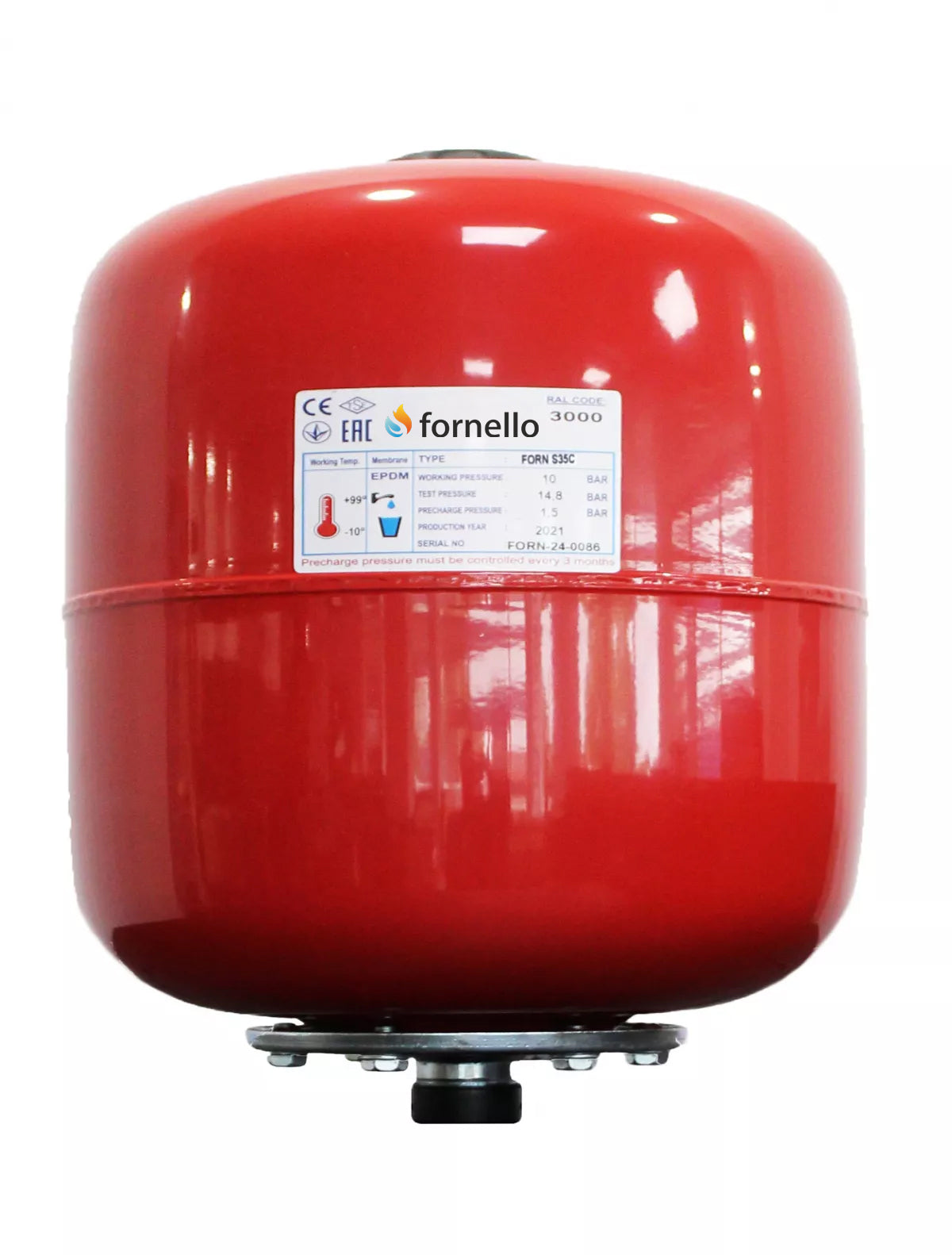 Vas expansiune termic Fornello 35 litri, vertical culoare rosu,