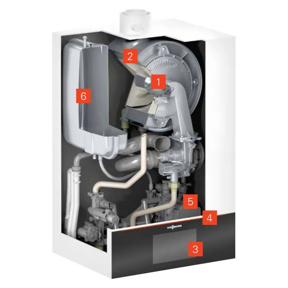 Pachet centrala termica cu afisaj digital 3.5" Viessmann Vitodens 200-W 25 kW cu boiler bivalent Vitocell 300 litri, kit de evacuare inclus