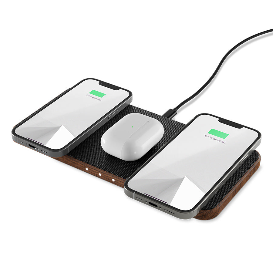 Cumpara Statie de incarcare Woodcessories MultiPad Wireless 3in1, Walnut/Fabric de la Mesterul Minune