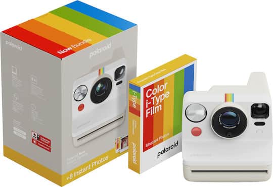Polaroid Now Gen 3 Pebble White + Color Film Bundle (8 photos)