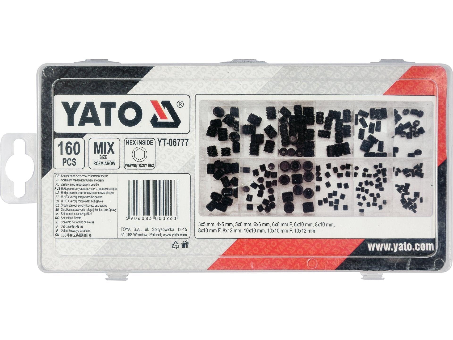SET ȘURUBURI FĂRĂ CAP, ALLEN, 160 BUC YATO YT-06777