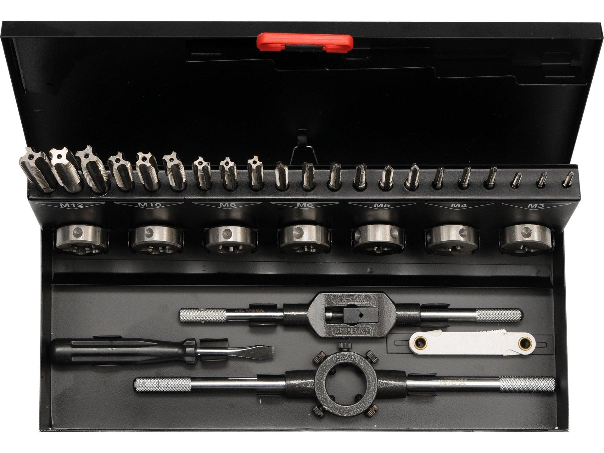 SET TAROZI ȘI FILIERE 32 BUC, M3-12, HSS YATO YT-2975