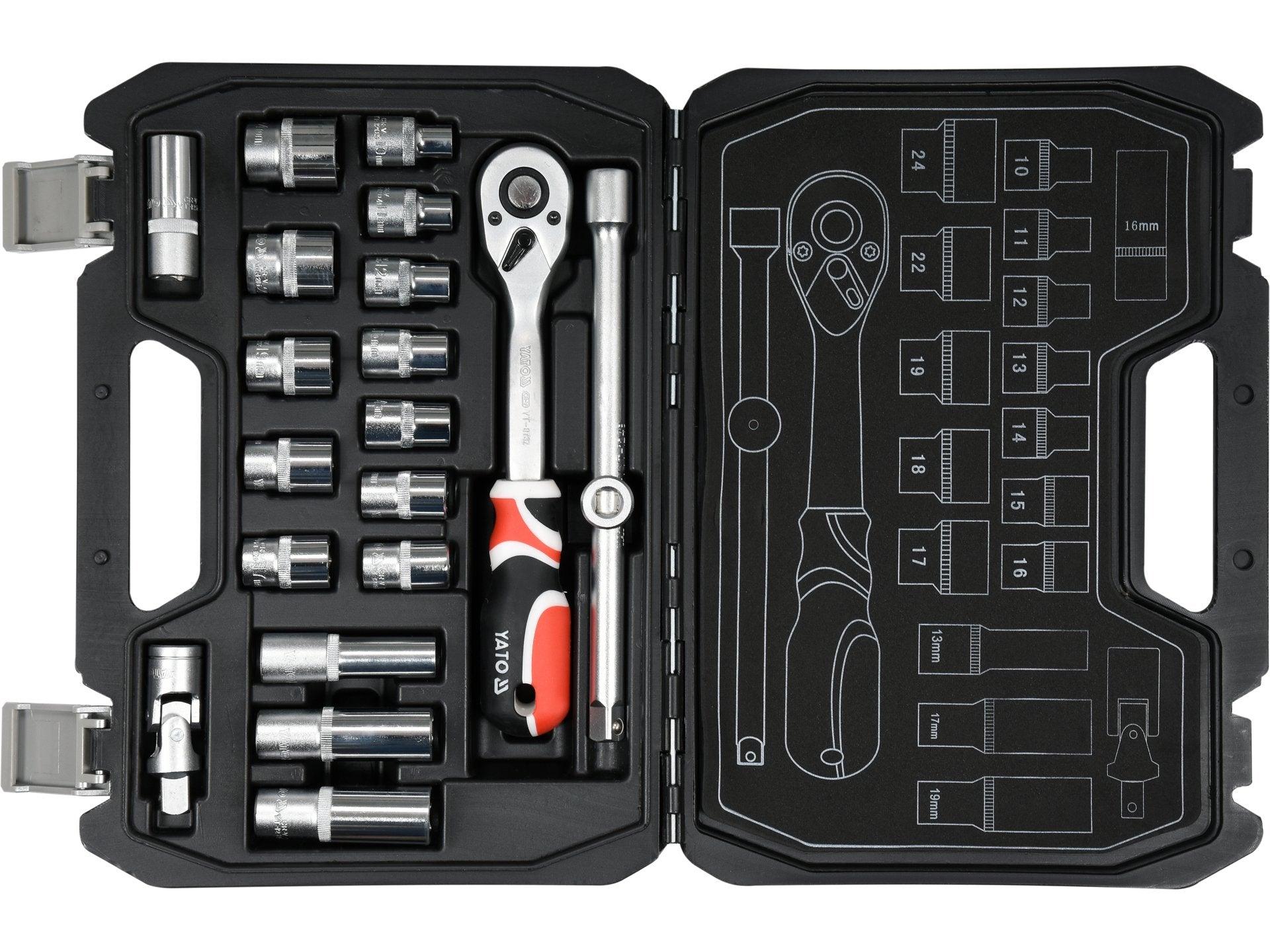 TRUSĂ TUBULARE + ANTRENOR 20PIESE, 1/2'' YATO YT-38691