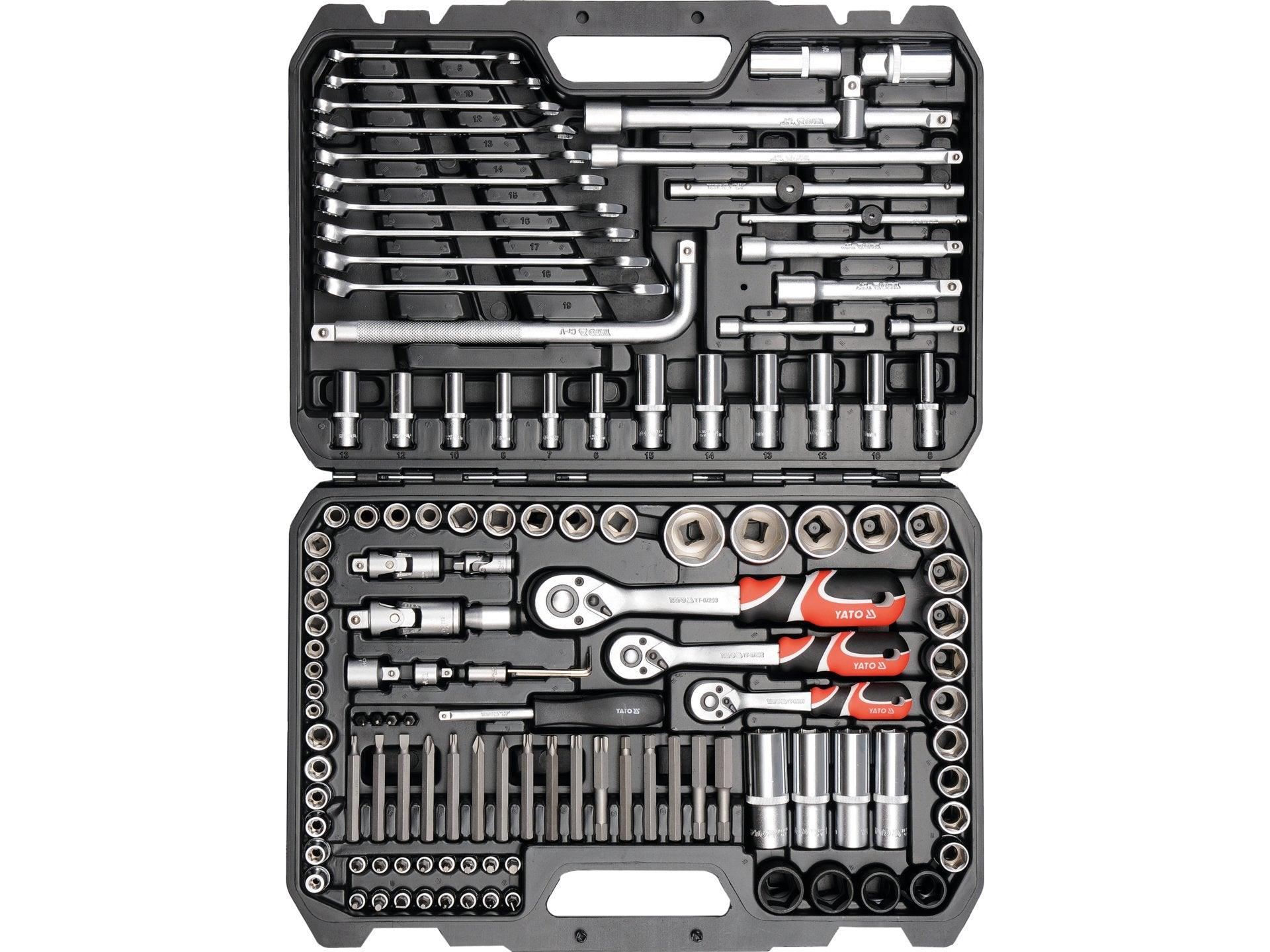 TRUSĂ TUBULARE ȘI ANTRENOR 1/2'', 1/4'', 3/8'', 128 PIESE YATO YT-38872