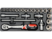 TRUSĂ CHEI TUBULARE +CLICHET +ADAPTOR 24PIESE, 10-32MM YATO YT-5537