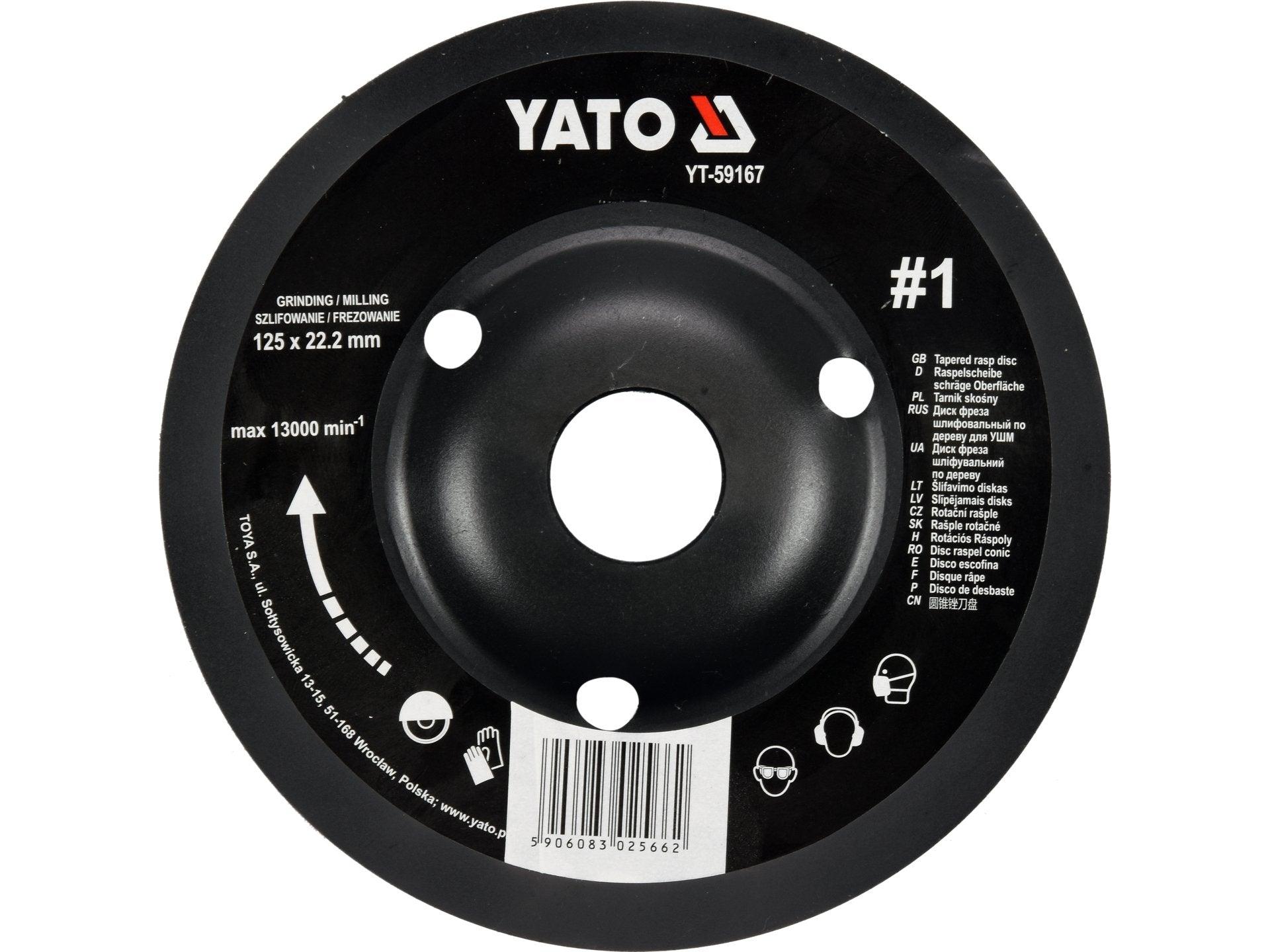 DISC RAȘPEL LEMN, DEPRESAT, 125X22.2MM, NR1 YATO YT-59167