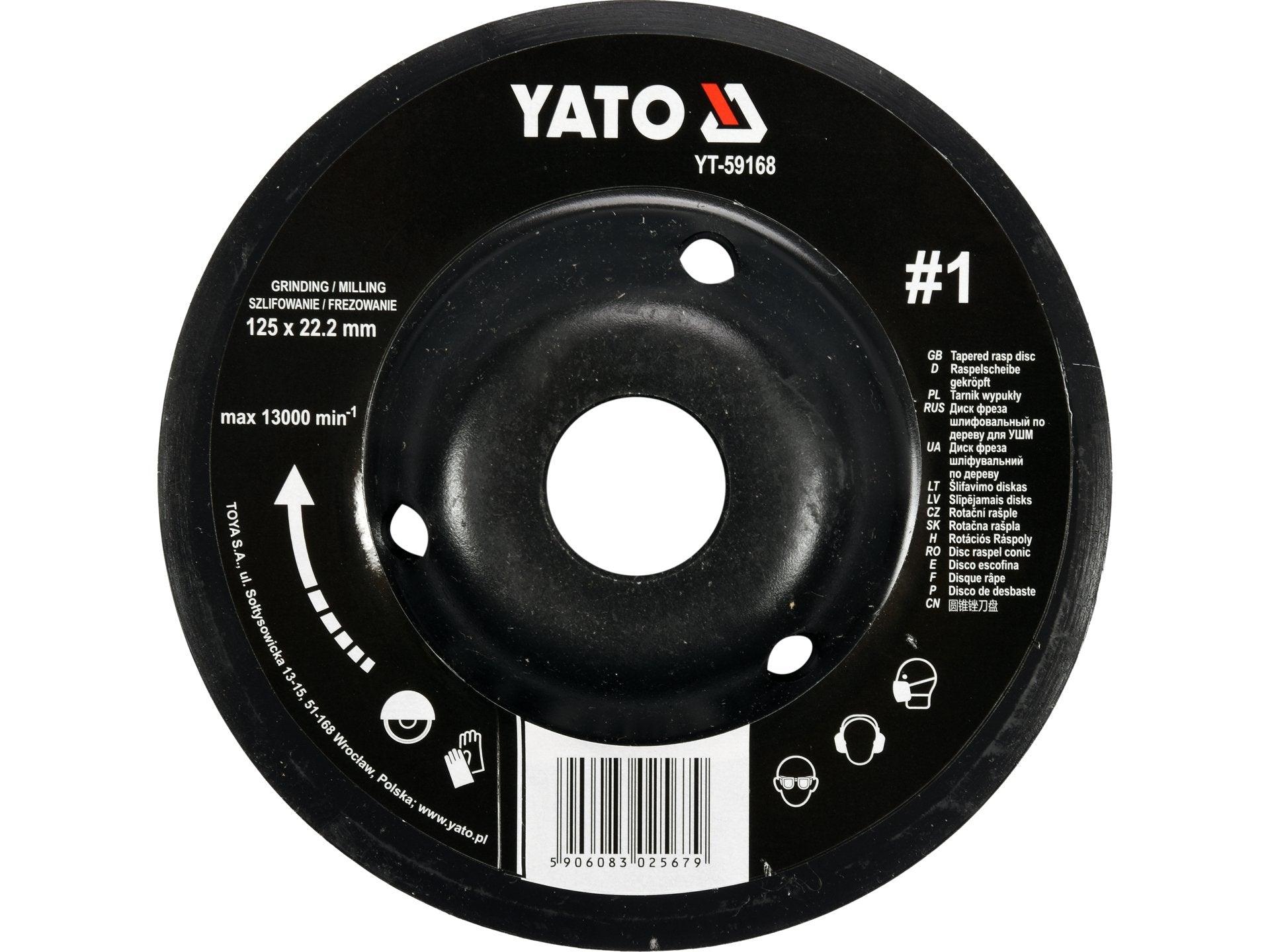 DISC RAȘPEL LEMN, DEPRESAT, 125X22.2MM, NR1 YATO YT-59168
