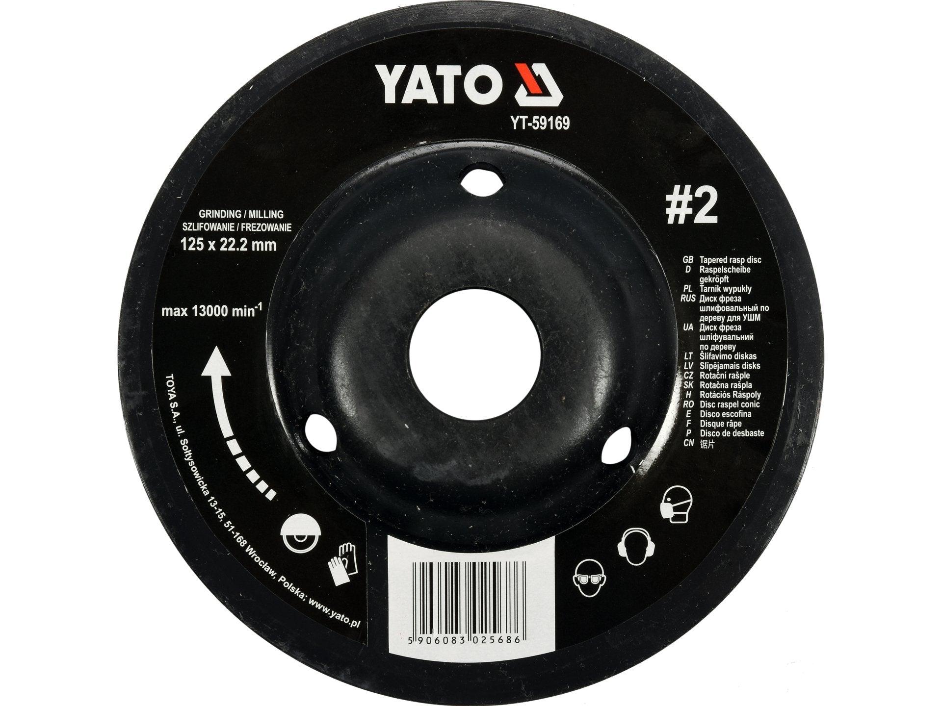 DISC RAȘPEL LEMN, DEPRESAT, 125X22.2MM, NR2 YATO YT-59169