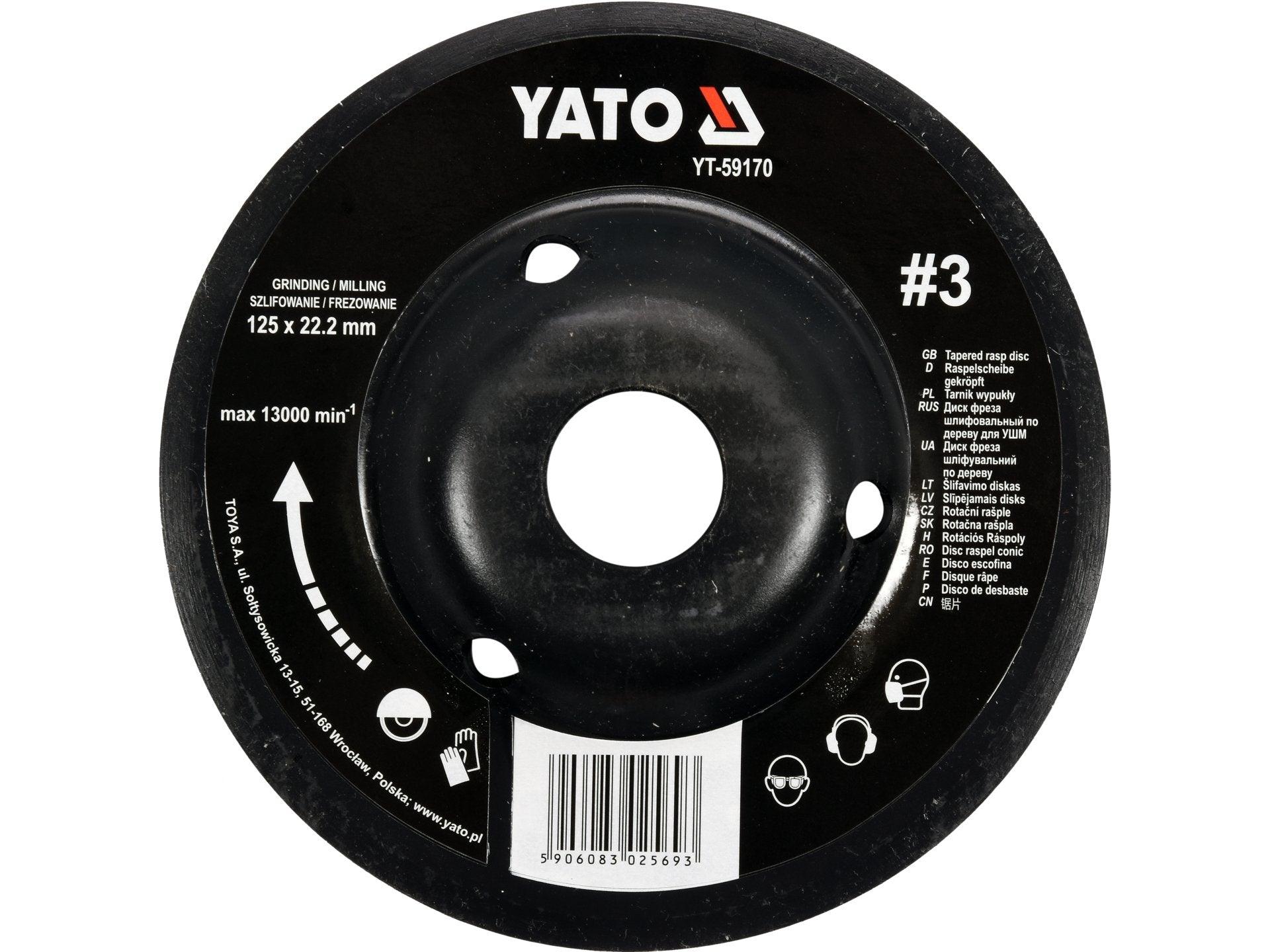 DISC RAȘPEL LEMN, DEPRESAT, 125X22.2MM, NR3 YATO YT-59170