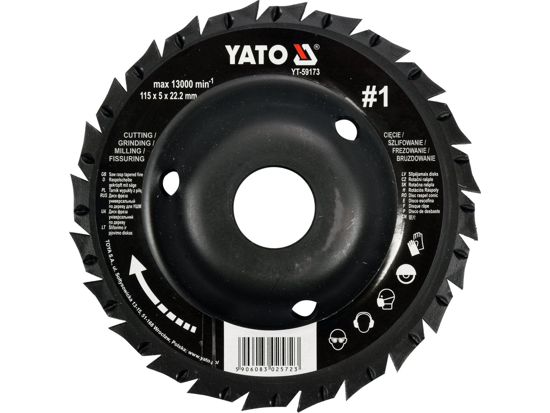DISC CIRCULAR RAȘPEL , DEPRESAT, 115X22.2MM, NR1 YATO YT-59173
