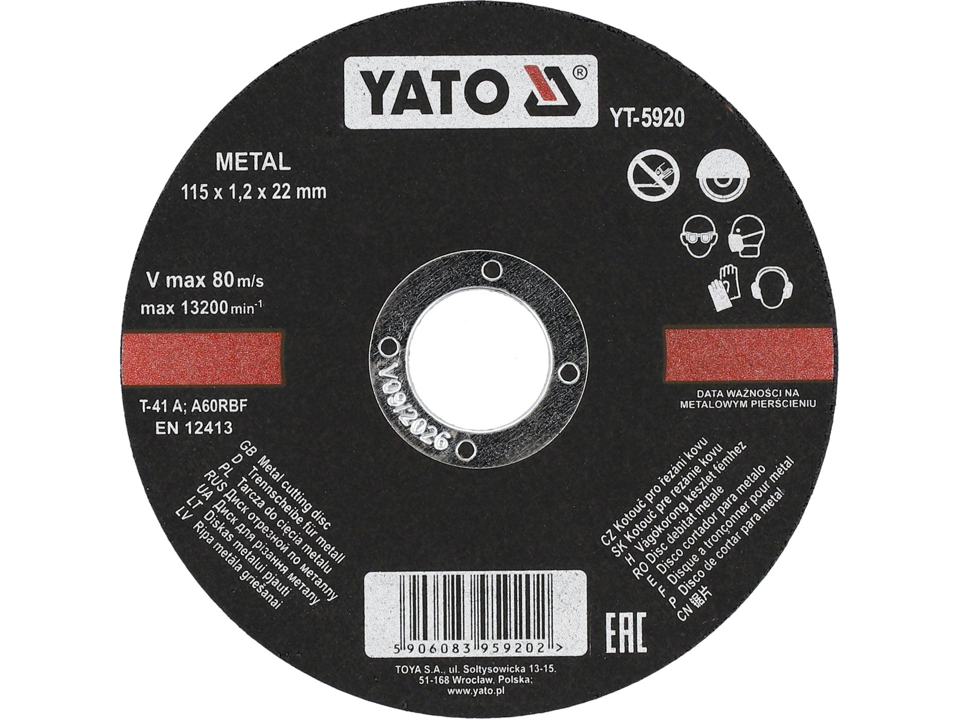 DISC DEBITAT METALE 115X1,2X22MM DISC DEBITAT METALE 115X1,2X22MM YATO YT-5920