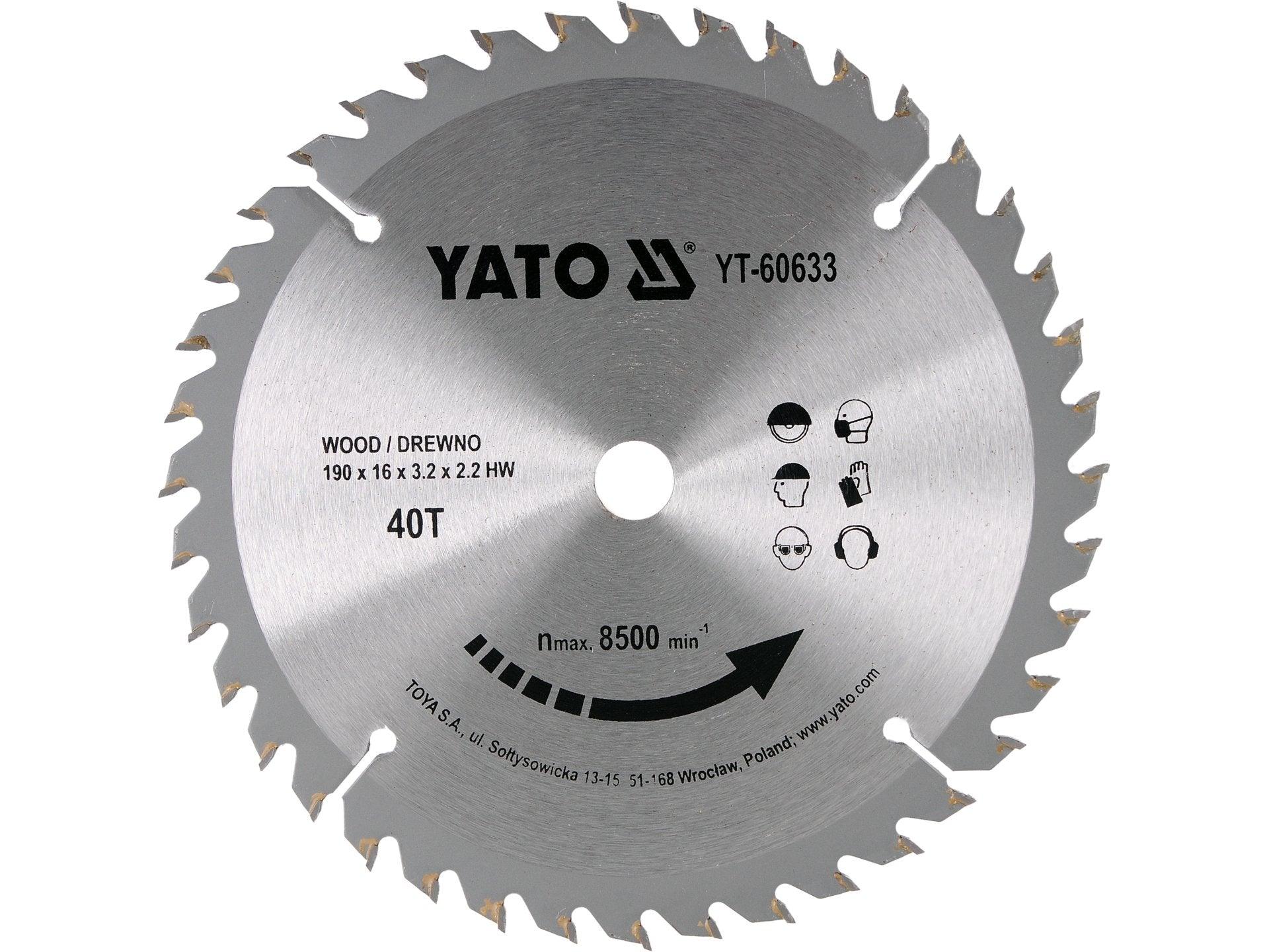 DISC CIRCULAR PENTRU LEMN, 190X16X2,2MM YATO YT-60633