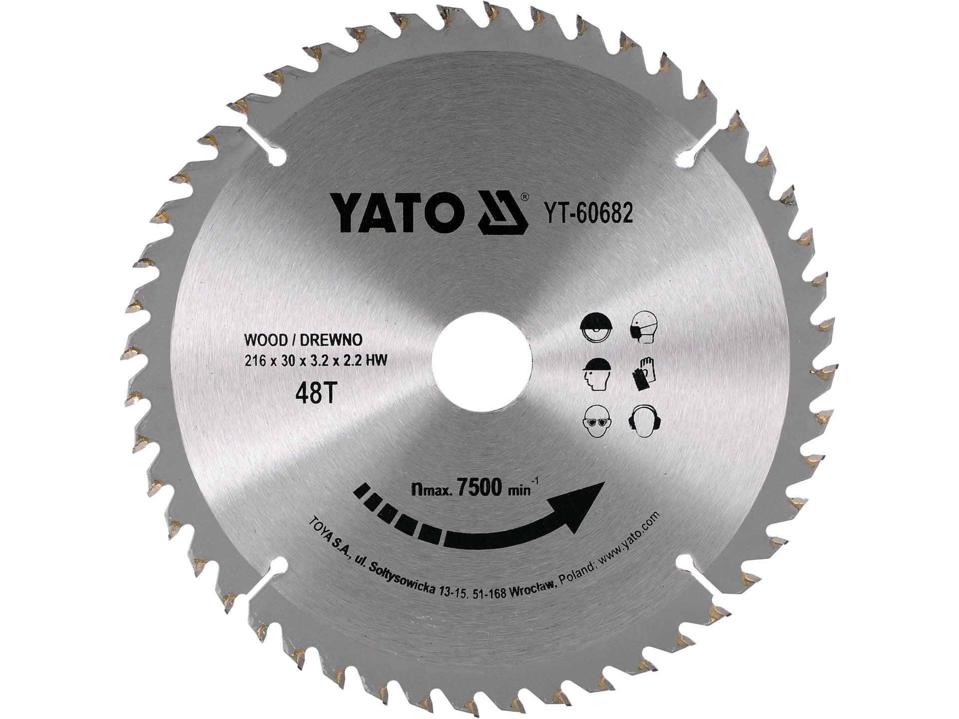 PÂNZĂ CIRCULAR 216X30X3.2MM, 48D LEMN YATO YT-60682