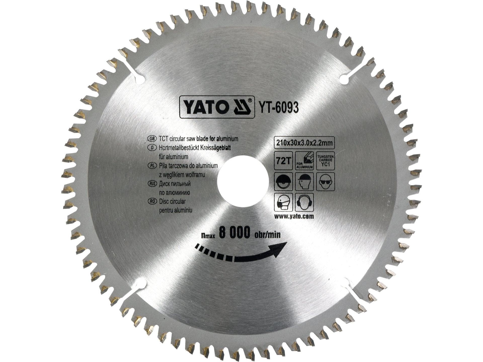 DISC FIERĂSTRĂU CIRCULAR PENTRU ALUMINIU 210X30X72MM YATO YT-6093
