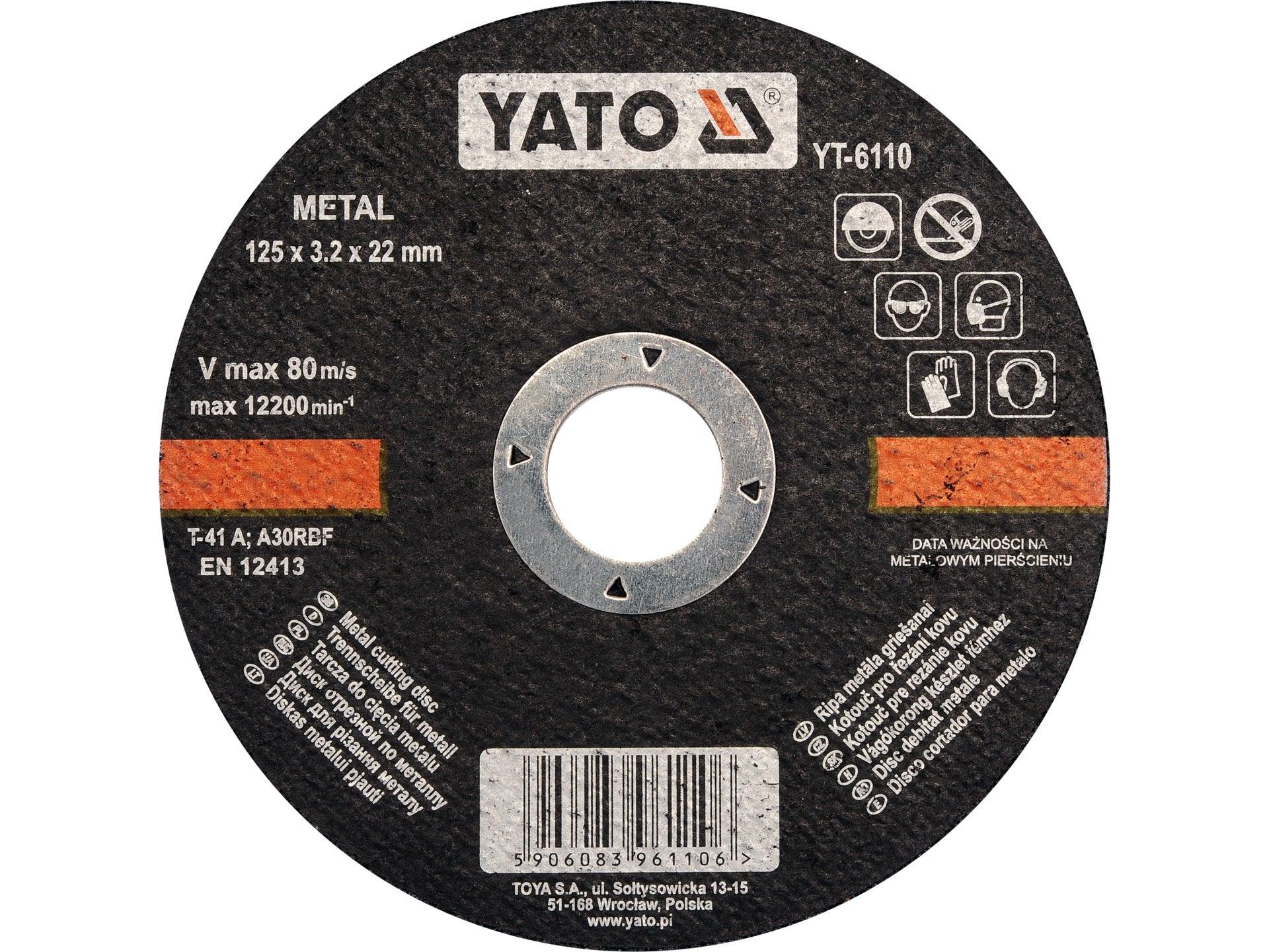 DISC TĂIAT METAL 125X3.2X22MM DISC TAIAT METAL 125X3.2X22MM YATO YT-6110