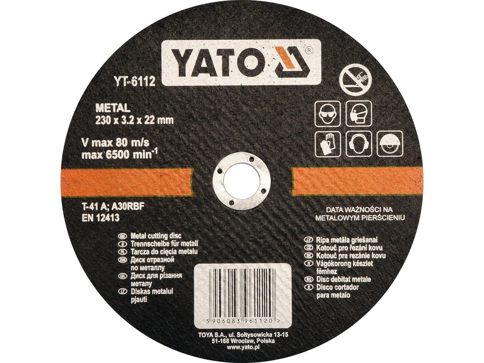 DISC TĂIAT METAL 230X3.2X22MM YATO YT-6112
