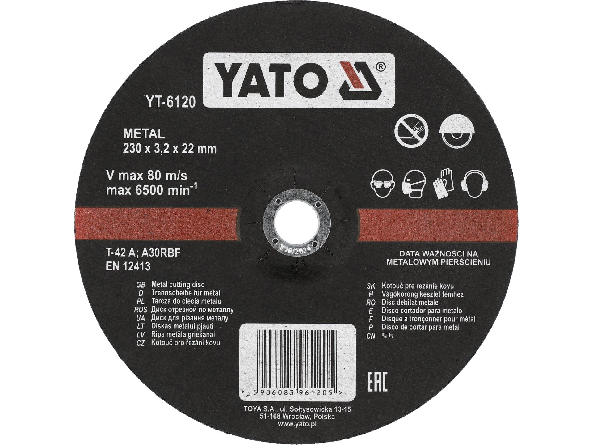 DISC TĂIAT METAL 230X3.2X22MM YATO YT-6120