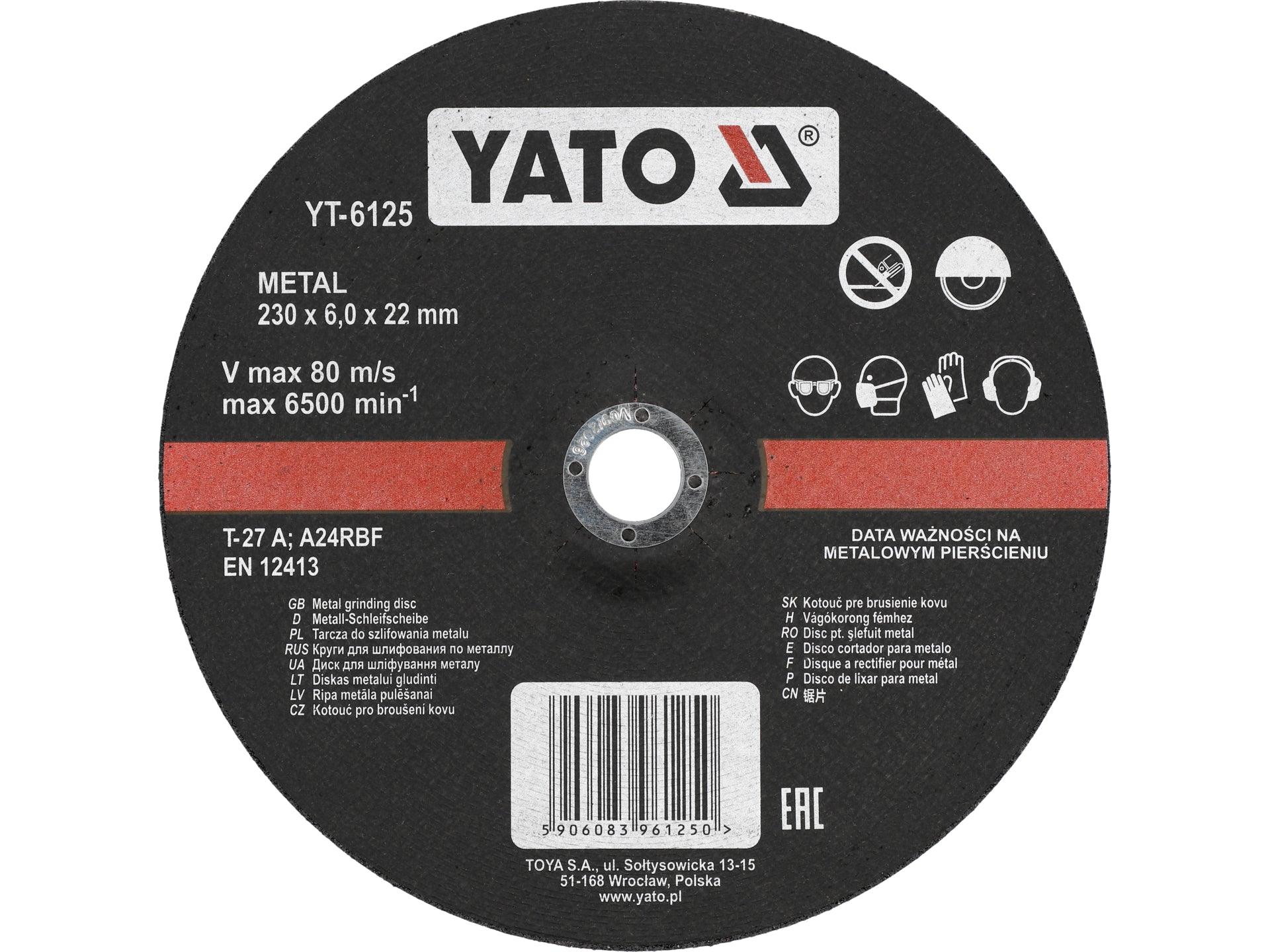 DISC ȘLEFUIT METAL 230X22X6MM YATO YT-6125