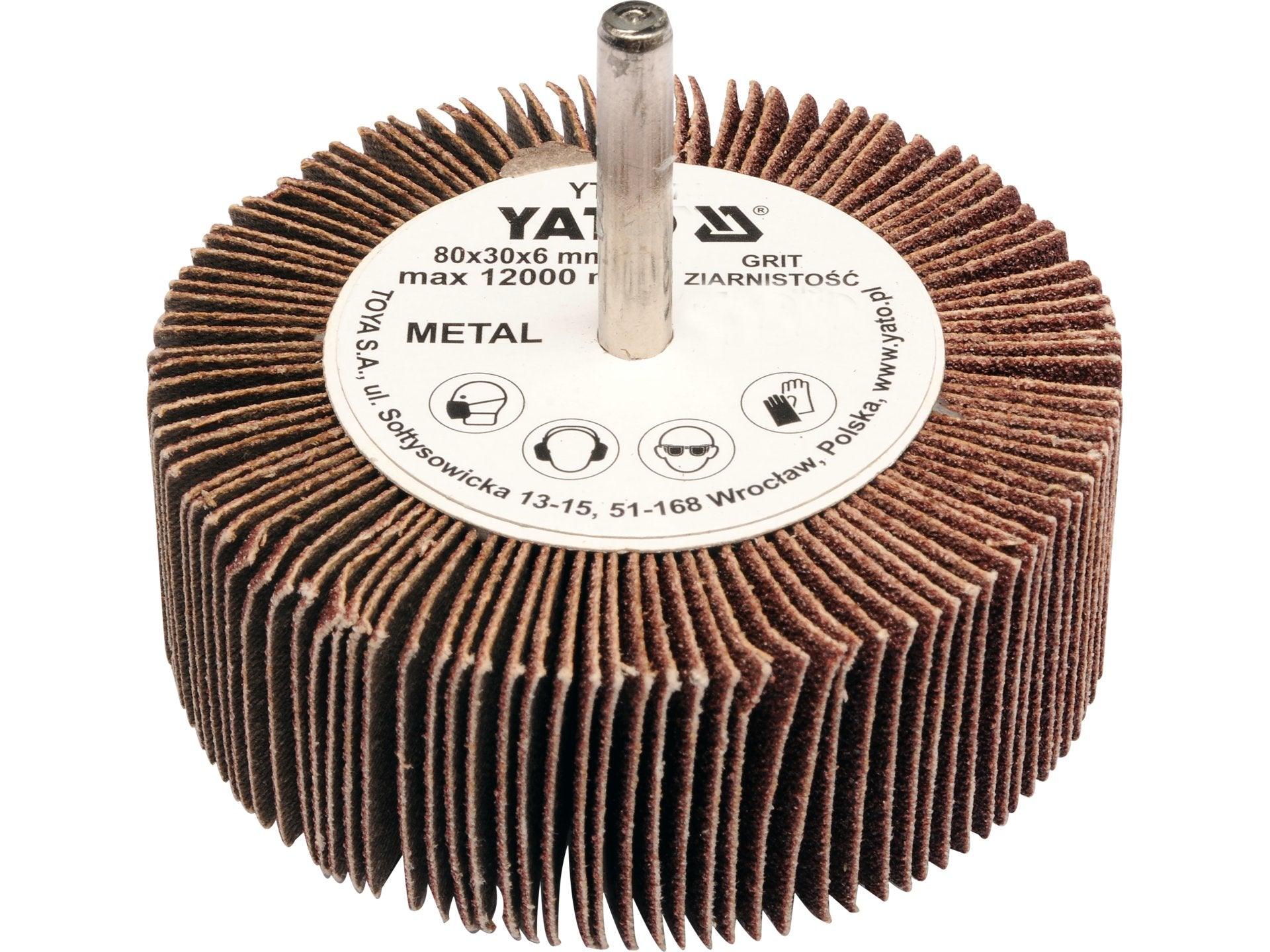 PERIE ABRAZIVĂ CIRCULARĂ CU TIJĂ 80X30X6MM, P80 YATO YT-83373